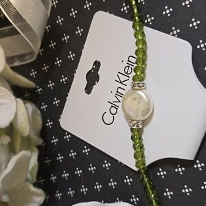 Calvin Klein Green Beaded Crystal Pearl Bracelet NWT